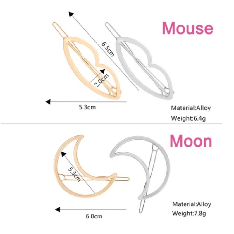 Kẹp tóc hình tam giác hình trăng khuyết đáng yêu