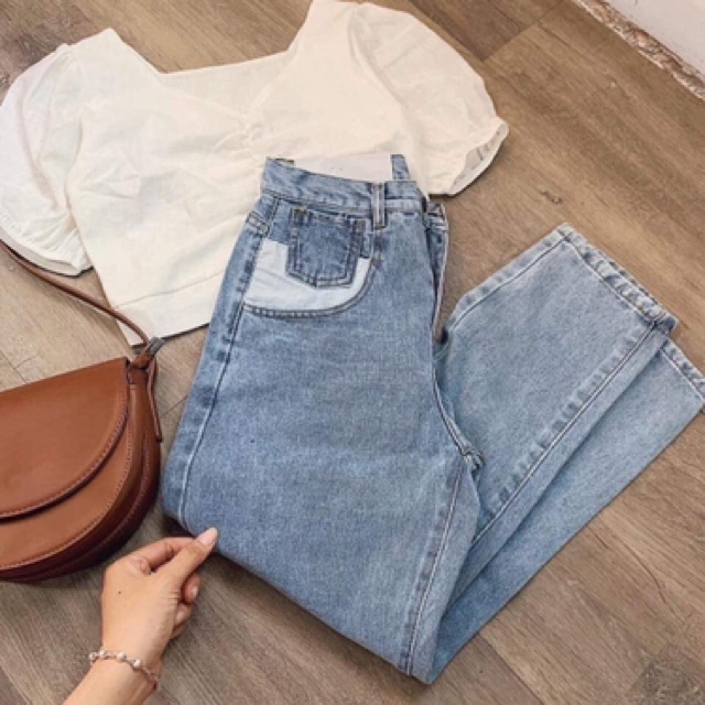 Quần baggy jean túi trắng mã 401, hình thật nhen khách