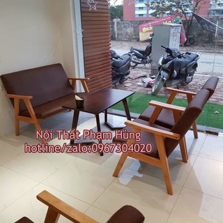 Bộ bàn ghế sofa quán cf trà sữa giá rẻ sofa gỗ màu khách tự chọn
