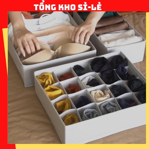 Combo 3 Hộp Vải Chia Ngăn , Khay Đựng Đồ Lót Phong Cách Nhật Giúp Đồ Lót, Tất, Vớ Gọn Gàng 88287
