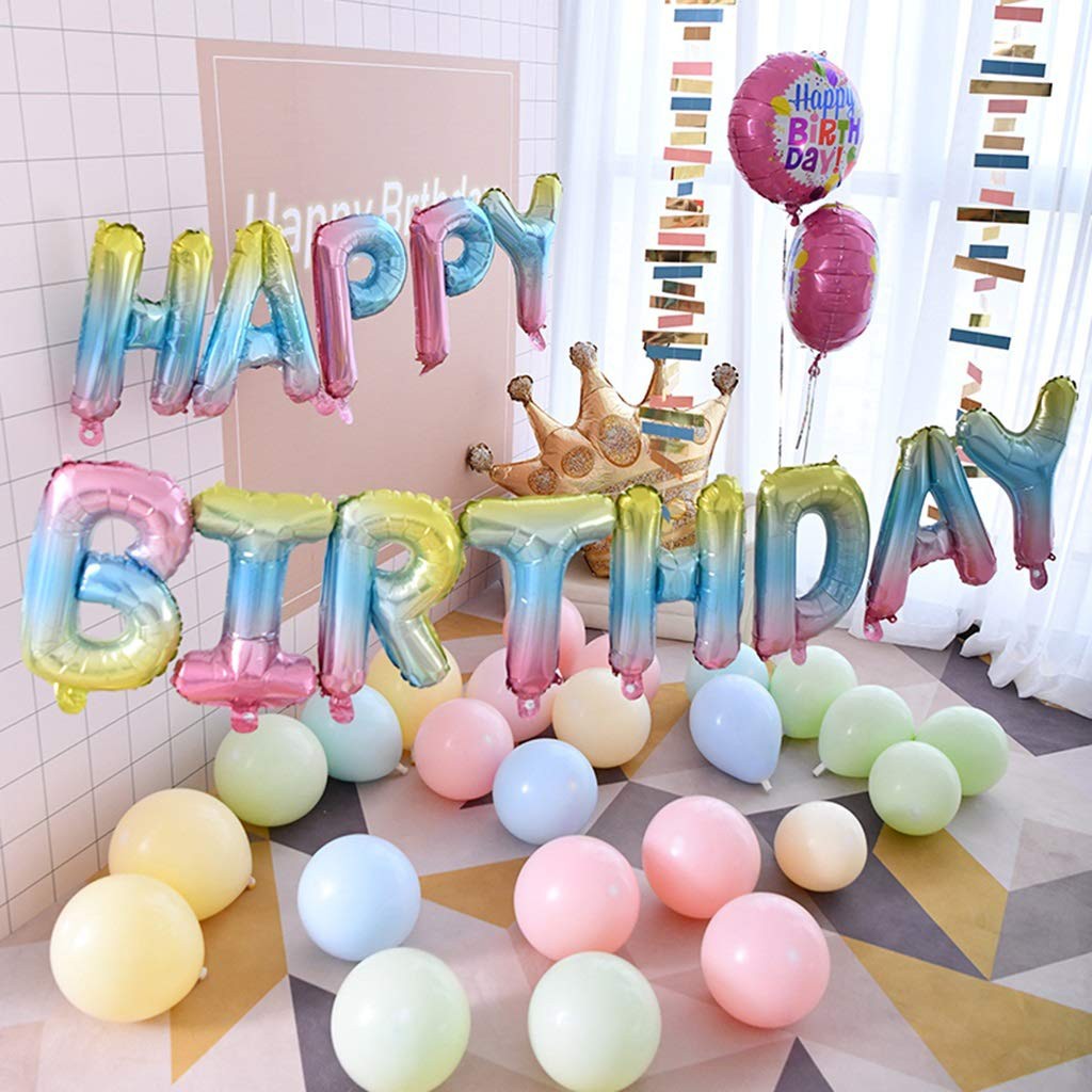 Bong bóng chữ Happy birthday trang trí sinh nhật (13 chữ) nhiều màu lựa chọn