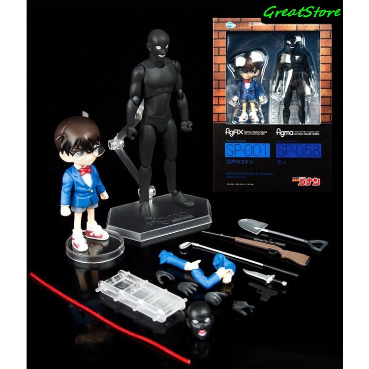 MÔ HÌNH CONAN FIGFIX SP-001 EDOGAWA CONAN + SP058 FIGMA BÓNG ĐEN