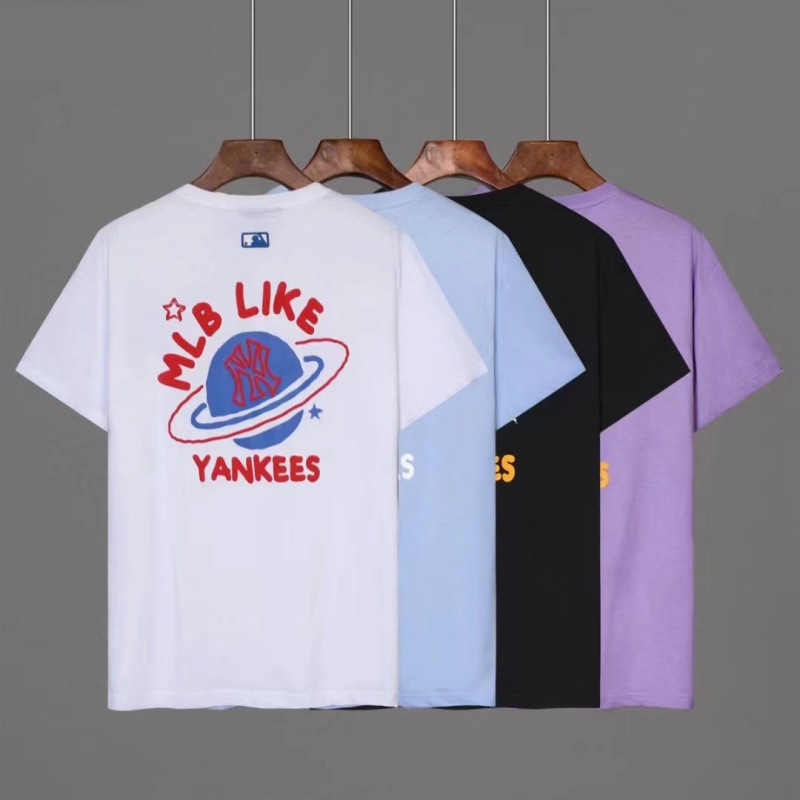 Áo Thun Ngắn Tay Không Cổ Chữ NY Họa Tiết || Áo Phông Chữ NY Yankees
