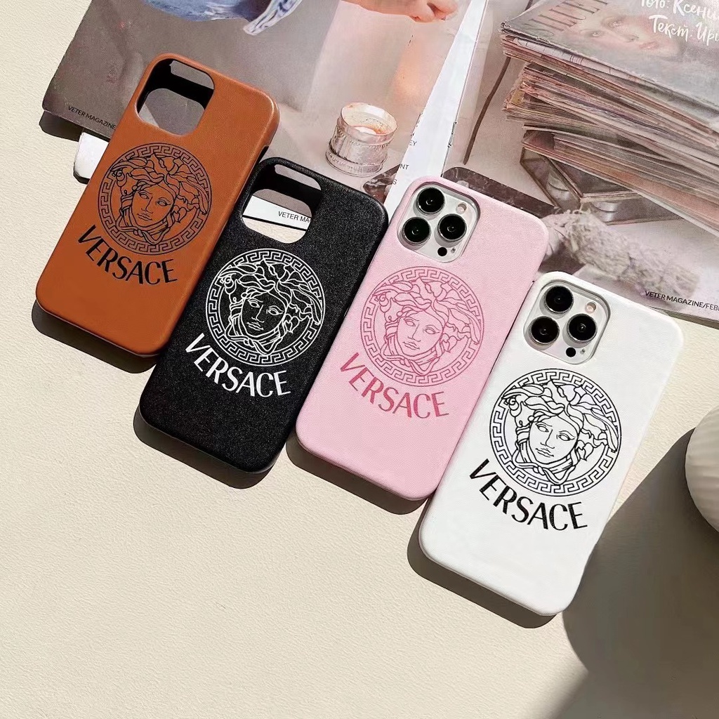 Ốp Điện Thoại Da In Logo Versace Sang Trọng Cho iphone 13 Pro Max i13 13pro 11ProMax i11 iX Xs XR Xs Max 7plus 8plus 12Pro 12 Pro Max