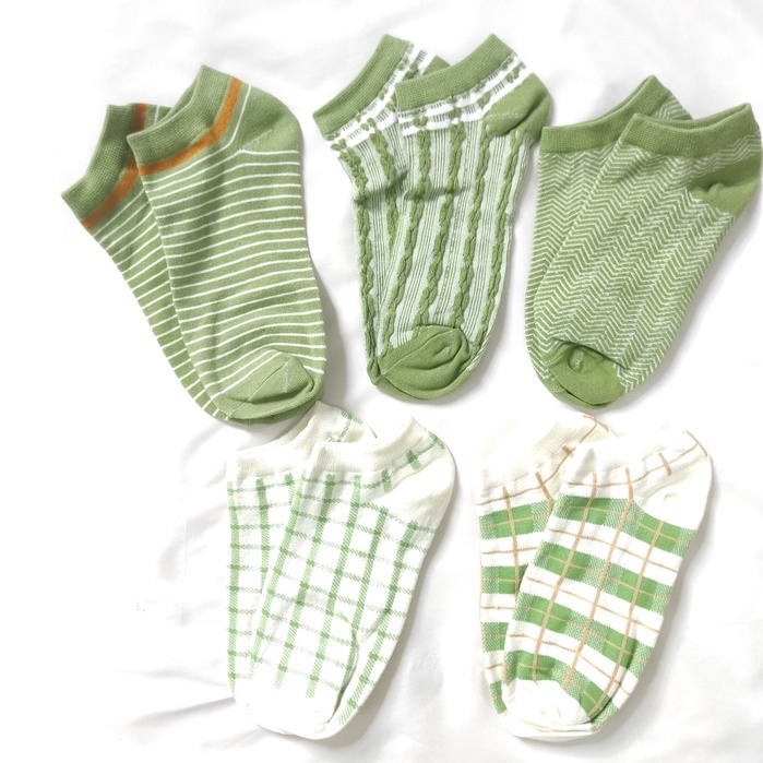 Vớ ngắn cổ xanh lá, tất cổ ngắn green ulzzang nam nữ NEKO