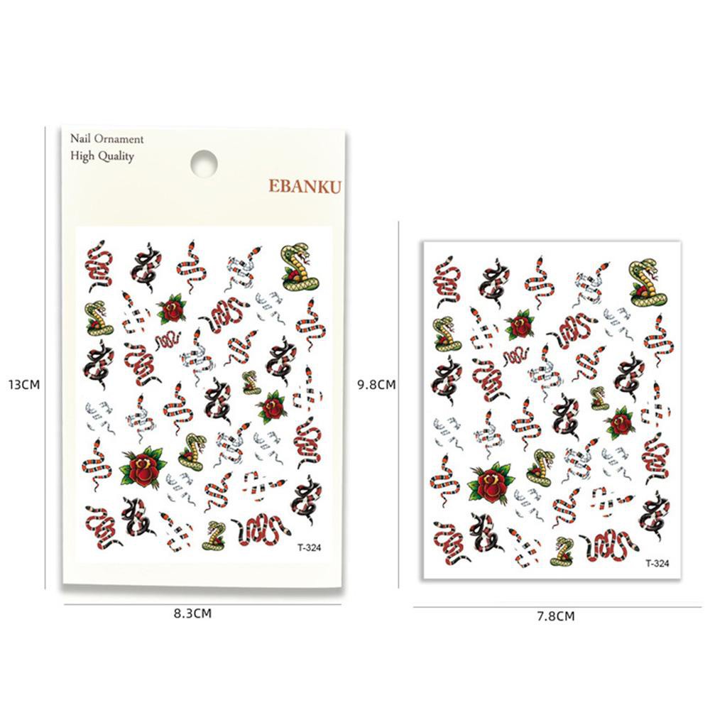 [Hàng mới về] Nhãn dán trang trí móng tay tự dính họa tiết hình hoa và rắn 3D nghệ thuật độc đáo