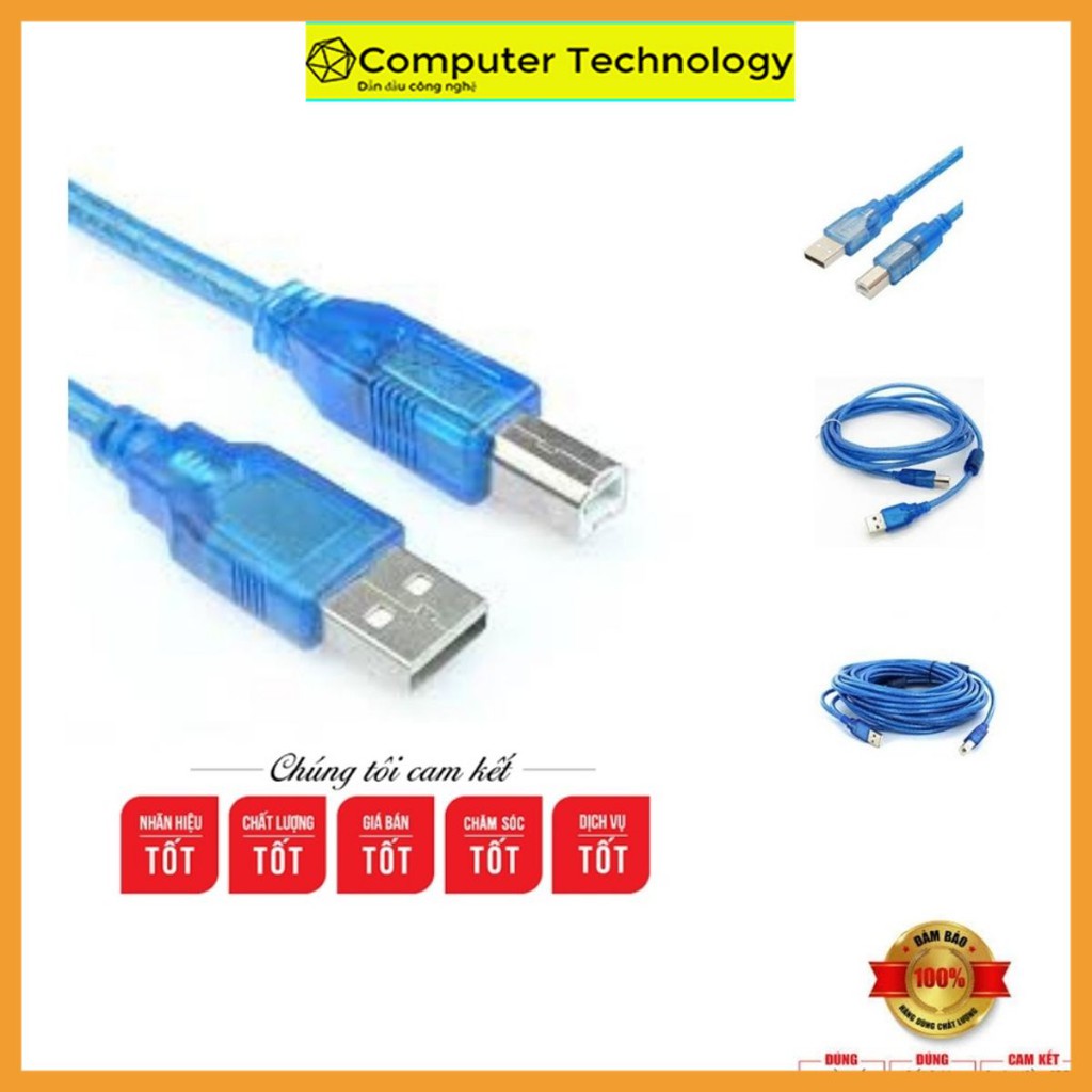 Dây cáp máy in 3m màu xanh chuẩn 2 đầu chống nhiễu chuẩn USB 2.0