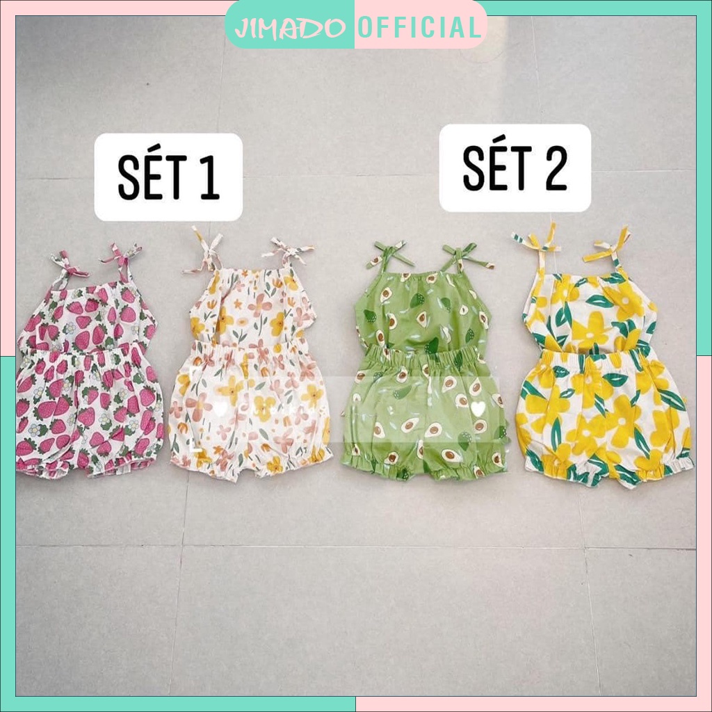 Bộ đồ bé gái combo 2 bộ đồ cho bé gái hai dây họa tiết hoa quả sắc màu JIMADO 656565652
