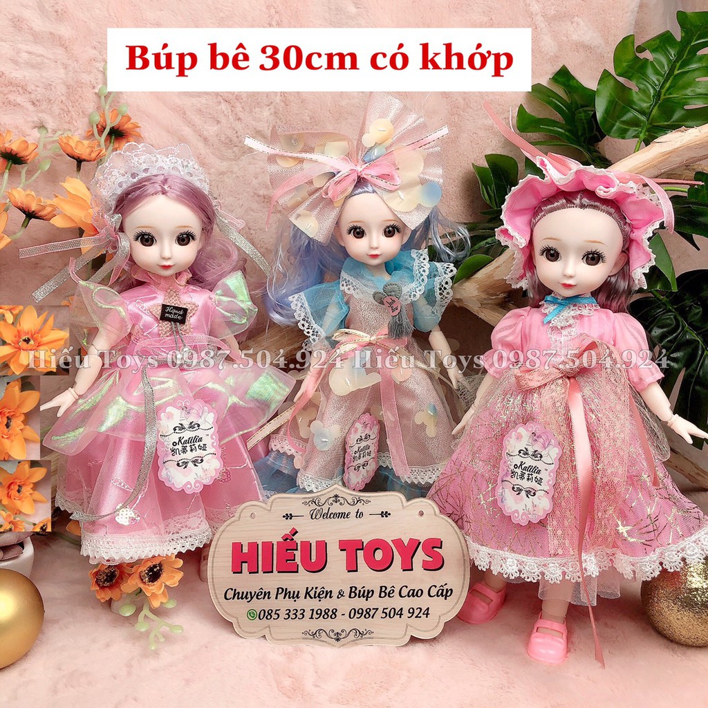 Búp Bê Có Khớp 30cm Mắt Đá Mặt Xinh Hàng Hộp Cao Cấp Váy Phụ Kiện Mẫu Mới Đồ Chơi Cho Bé Gái