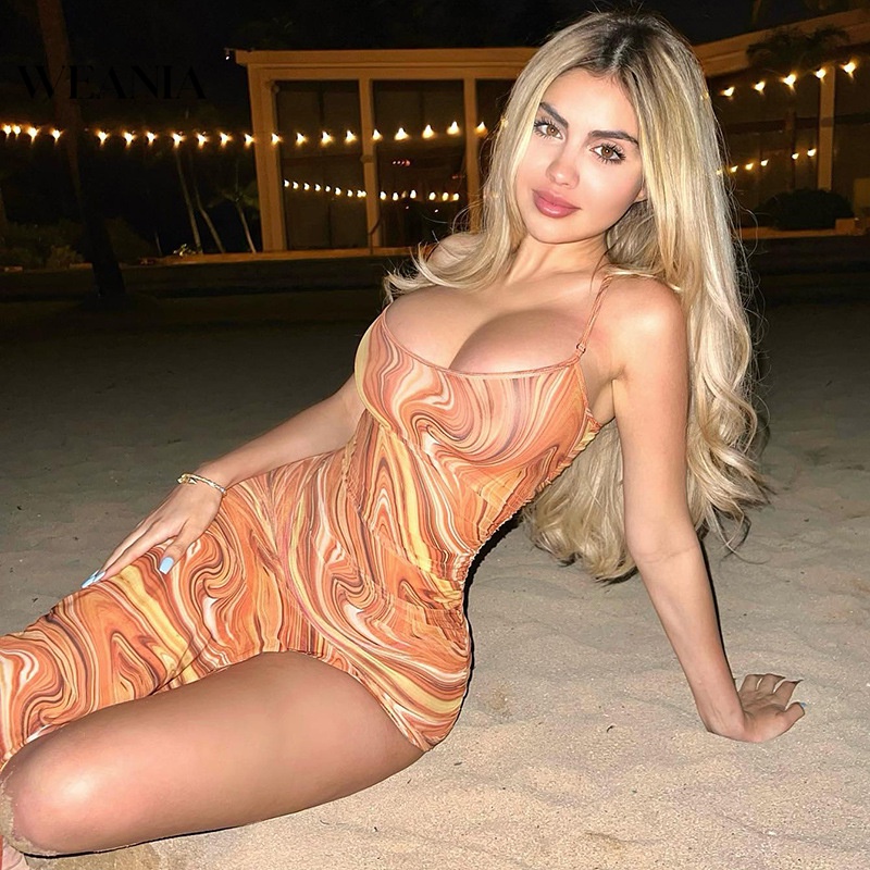 Đầm Dài Xẻ Tà Hở Lưng Họa Tiết In Thời Trang Mùa Hè Cho Nữ