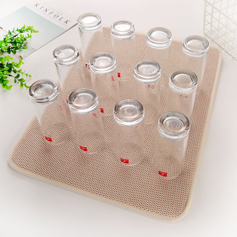 Thảm Lót Làm Khô Chén Dĩa Bằng Sợi Micro Thấm Hút Nước Nhanh Tiện Dụng