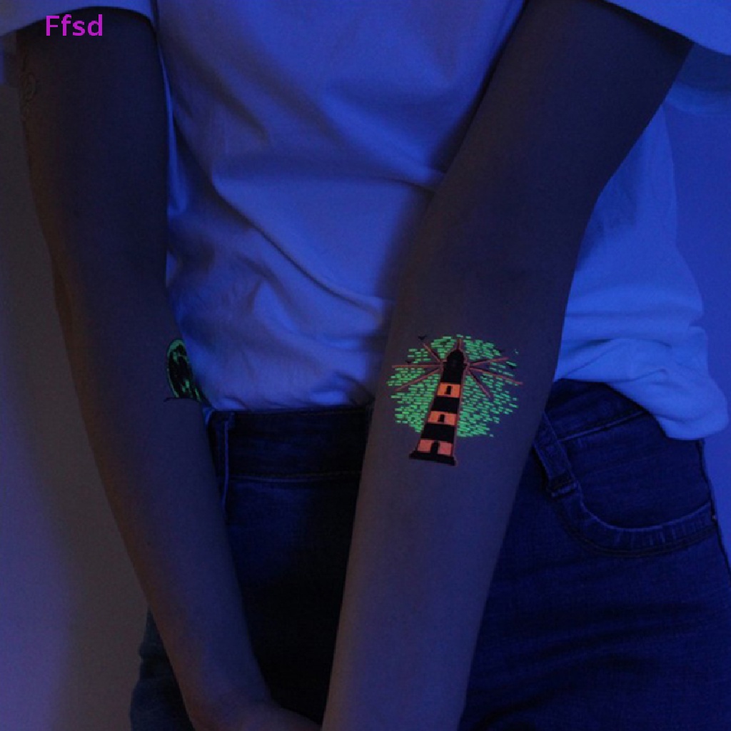 {Ffsd} Hình Xăm Dán Tạm Thời Chống Thấm Nước Phát Quang Cá Tính * Bán Chạy