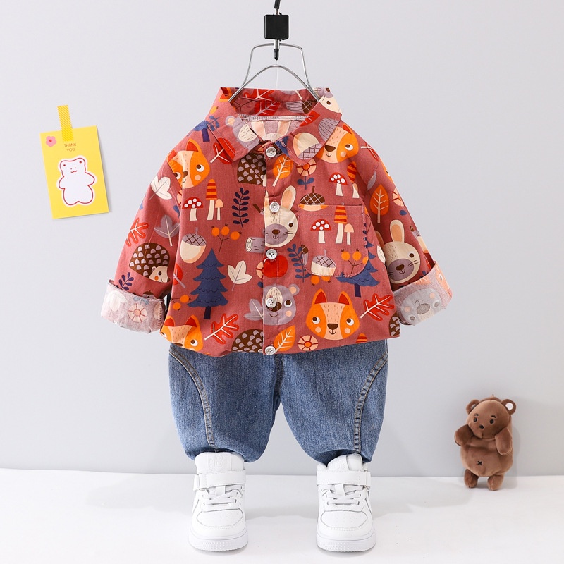 [SALE] BS8⚡Size 80-120 (6-21kg)⚡bộ Áo sơ mi chất đẹp + Quần Jean cho bé⚡HÀNG QUẢNG CHÂU⚡