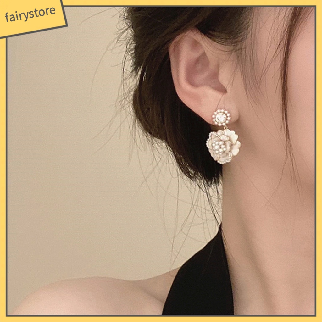 Bông tai hình hoa trà bằng hợp kim chống oxy hóa chất lượng