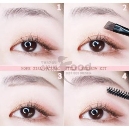 Bột Tán Chân Mày Hai Màu Hope Girl Natural Style Eyebrow Kit