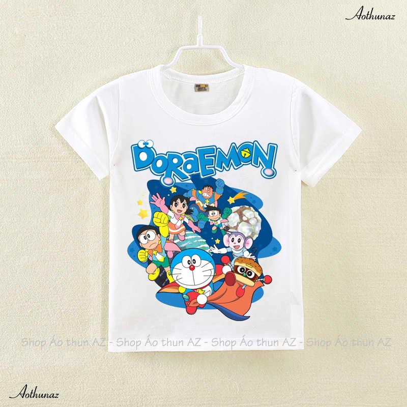 Áo thun in hình Doraemon ( có size trẻ em ) - Cotton Thái Doremon M2426