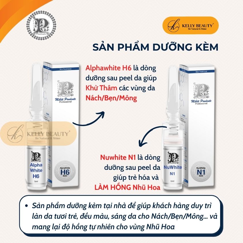 Bộ Peel Nhũ MIBITI PRUDENTE USA - Khử Thâm, Trẻ Hóa: Nhũ Hoa, Nách, Bẹn, Mông; Mờ Vết Tăng Sắc Tố | Kelly Beauty