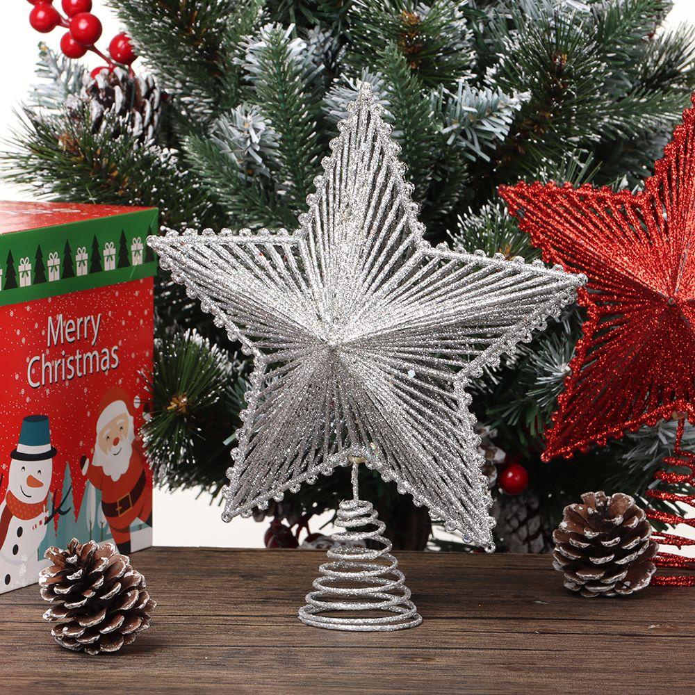 Ngôi Sao Năm Cánh Kim Tuyến Lấp Lánh Trang Trí Cây Thông Giáng Sinh