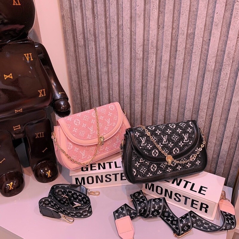 Túi Xách Nữ Kẹp Nách Hoạ Tiết Eo Vì, Túi Nữ Đeo Chéo Khoá Tròn Dây Bản To