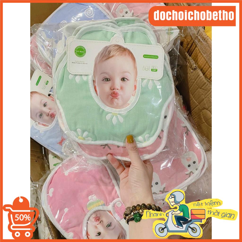 Yếm hoa tròn aden Hi Mom xoay 360 bo viền cho bé ăn dăm, yếm xoay tròn chống thấm