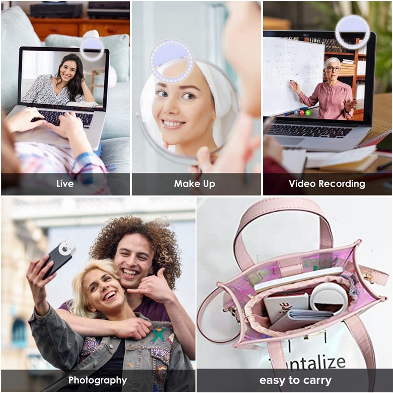 Vòng Đèn LED 36 Bóng Có Thể Sạc Lại Dùng Chụp Ảnh Selfie Cho iPhone/Android