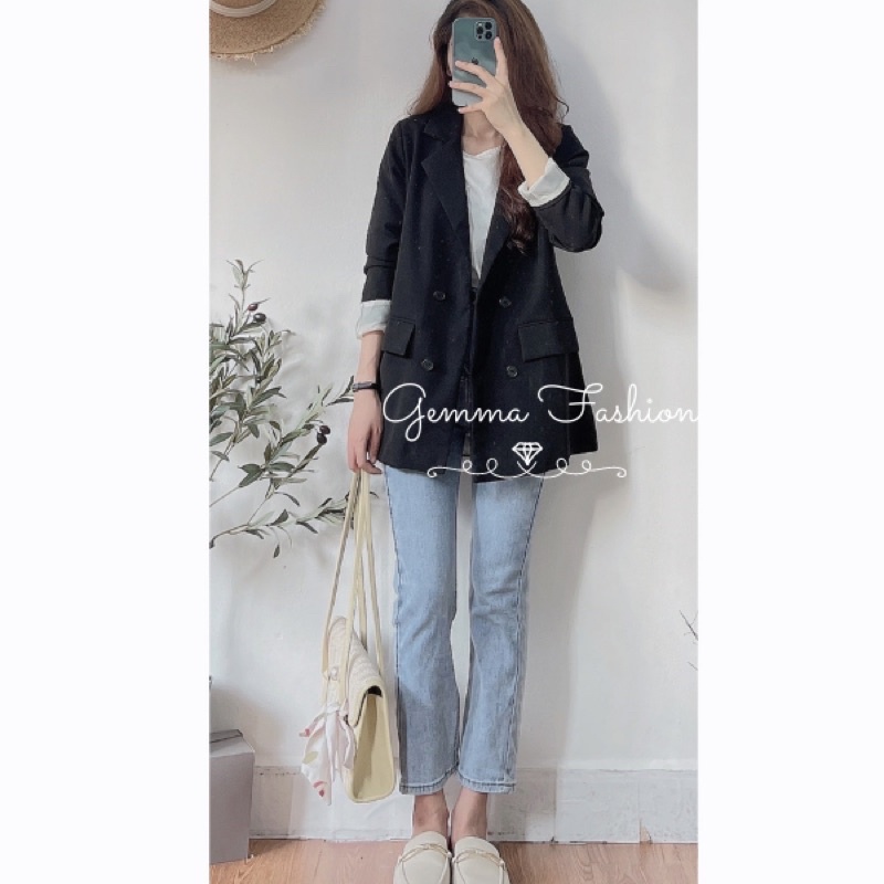 Áo blazer phong cách Hàn Quốc Áo blazer 2 lớp có túi (5 màu) A033