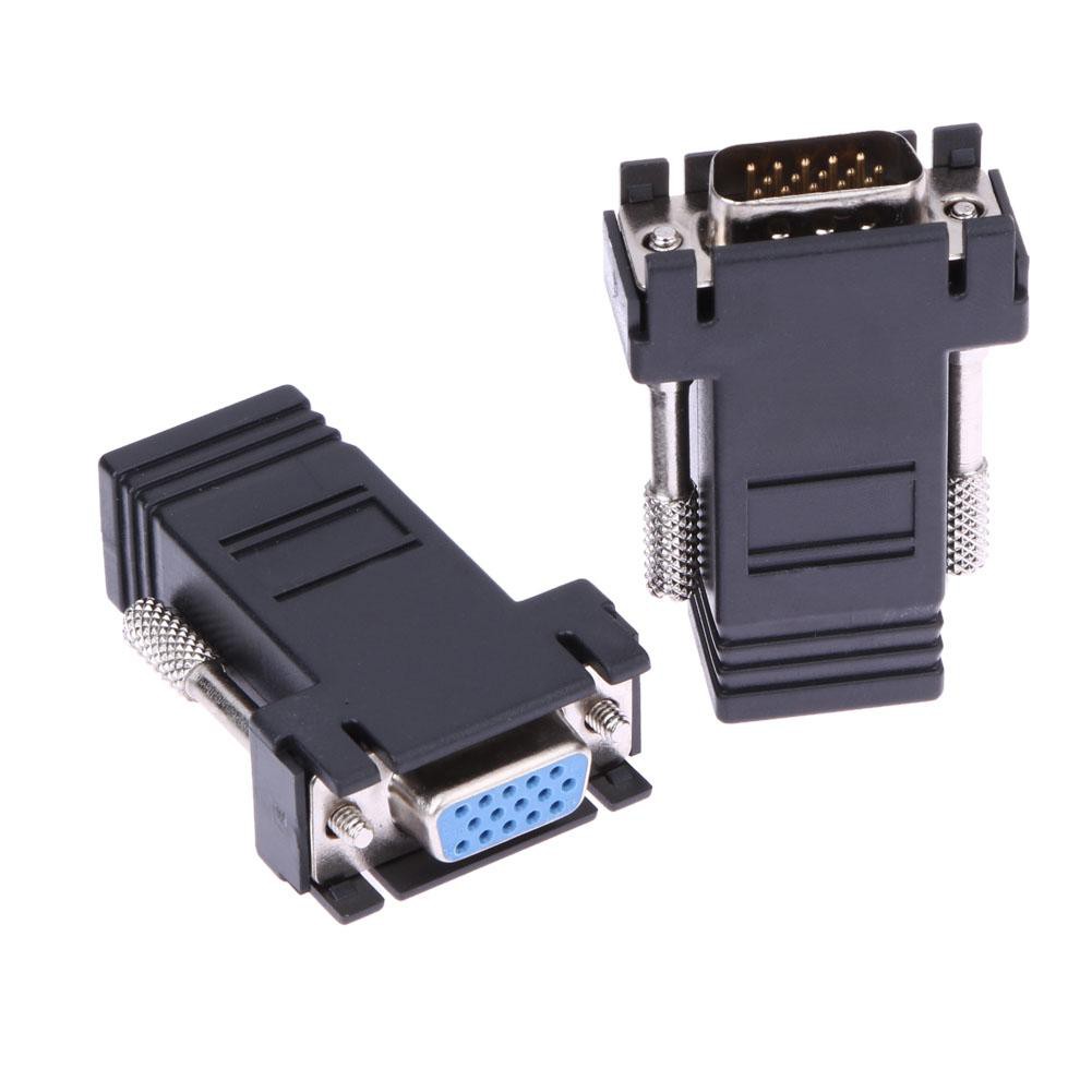 Đầu chuyển đổi mở rộng VGA sang lỗ/ đầu cắm Lan Cat5 Cat5e / 6 RJ45 Ethernet