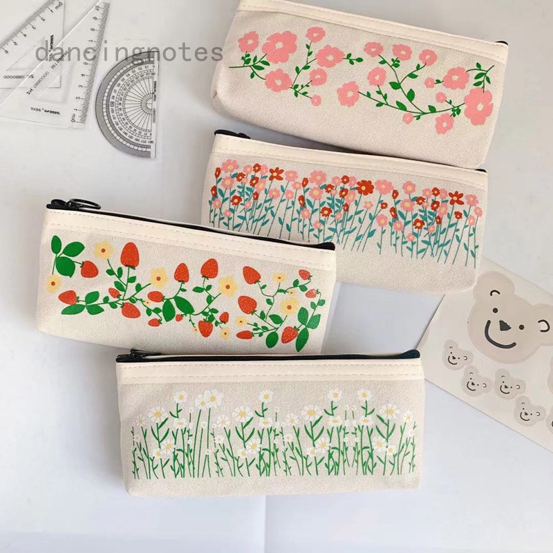 Túi Đựng Bút Bằng Vải Canvas In Hình Gấu / Thỏ Dễ Thương