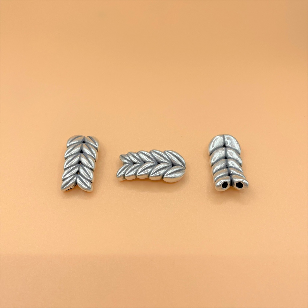 Charm nối bạc thái hình bông lúa chín (2 lỗ) - Charm bạc 925 - Mã CA790