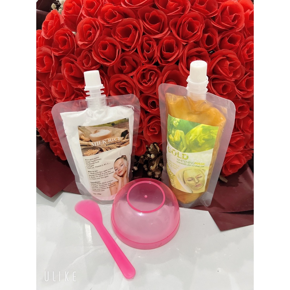 Combo vàng nano+ ủ trắng mầm gạo( tặng bát thìa, cọ quét)