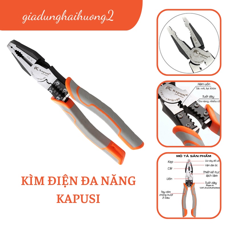 Kìm điện đa năng Kapusi Nhật Bản K-8073 chất liệu CR-V kích thước 22cm