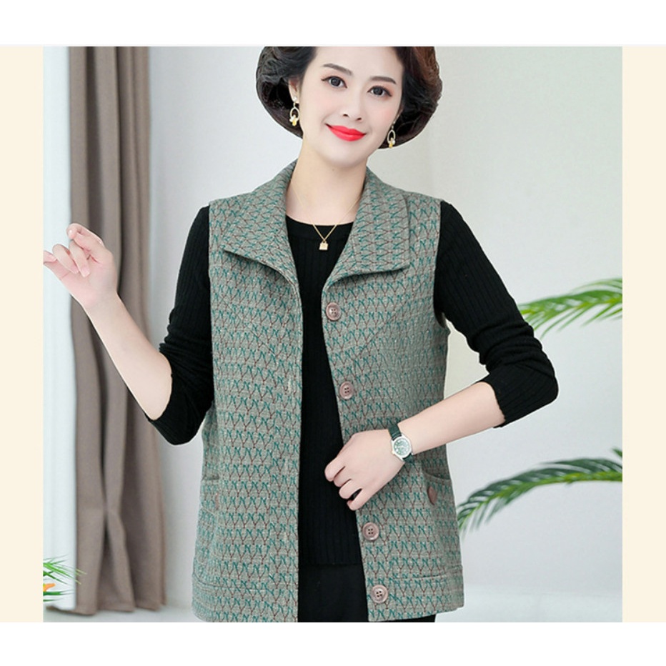 (HÀNG SẴN) Áo Khoác Dạ Ghi Lê Cho Mẹ AD19 - Hàng Quảng Châu Cao Cấp