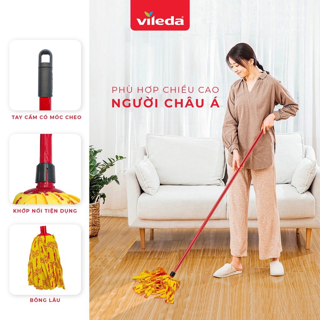 Cây lau nhà VILEDA Supermocio Soft vải sợi siêu nhỏ, siêu thấm dùng cho sàn gỗ - TSU157529