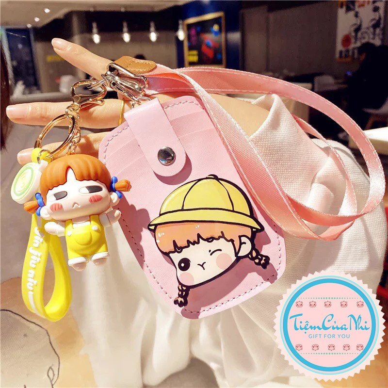 Thẻ đeo bảng tên sinh viên nhân viên bằng da PU cao cấp unicorn, gấu pooh, stitch, snoopy, bunny,totoro Tiệm Của Nhi TĐD