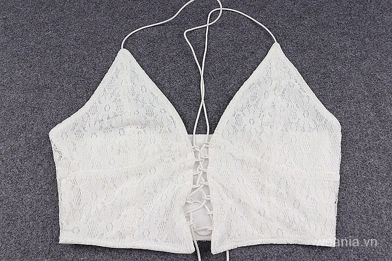 Áo lửng sát nách phối ren hoa kiểu dáng hở lưng gợi cảm cho nữ