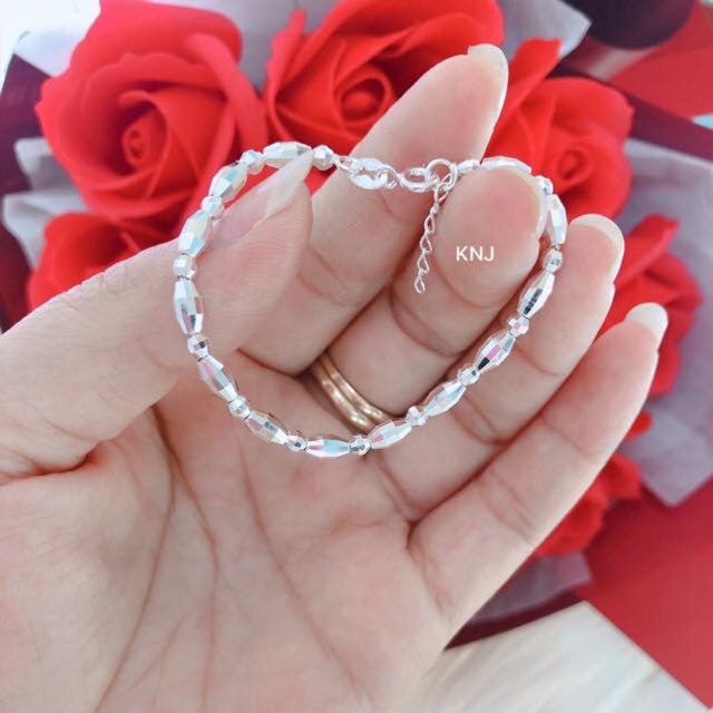 Lắc Bi Hạt Dài Cho Bé Yêu Bạc Đẹp