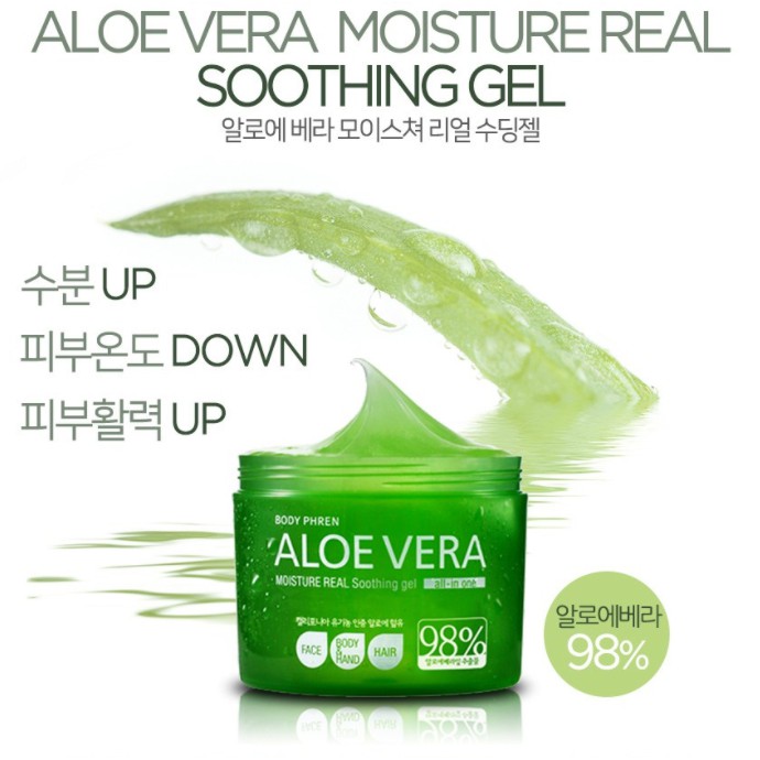[Hàng mới về] Gel dưỡng ẩm Kwailnara 98% Aloe Vera Moisture Real Soothing dành cho mặt cơ thể tay và tóc 500ml [sunflower1968]