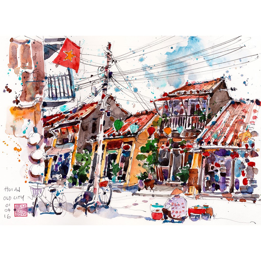 Tranh ghép hình Tini Puzzle 450 mảnh bằng giấy Hội An Old City - có nhận in theo yêu cầu tranh xếp hình 36x50