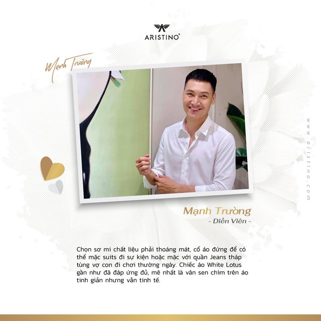 Áo sơ mi nam dài tay màu trắng vân sen WHITE LOTUS ARISTINO chất liệu cao cấp