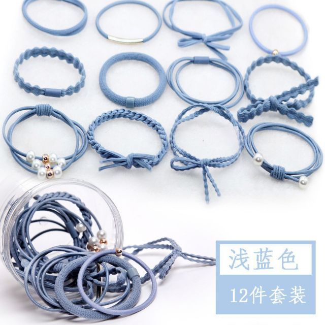 Set 12 Dây Buộc Tóc Mềm Hàn Quốc Kèm Hộp
