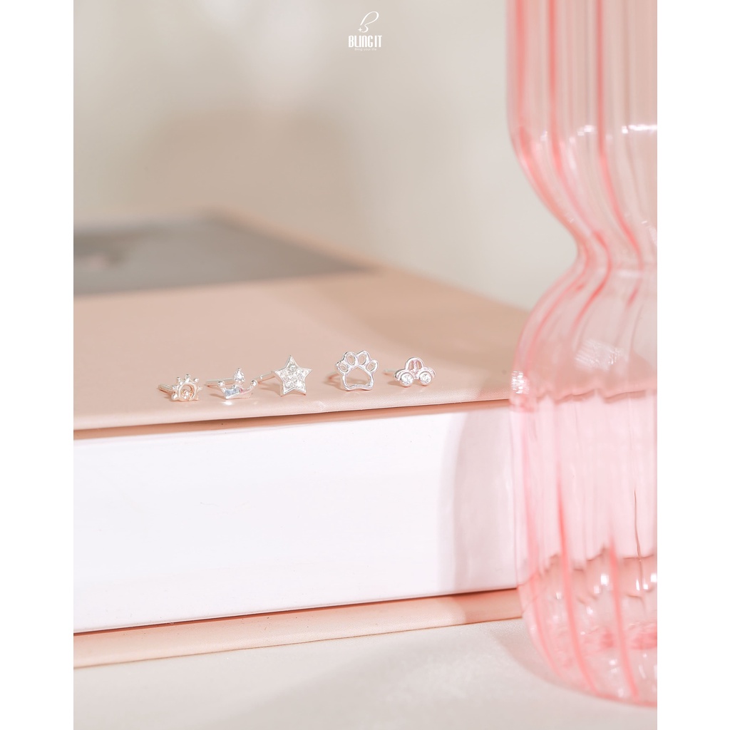 Bông Tai Nữ Bạc 925 BLING IT Họa Tiết Chân Cún Dễ Thương - BIBT504 (1 chiếc)