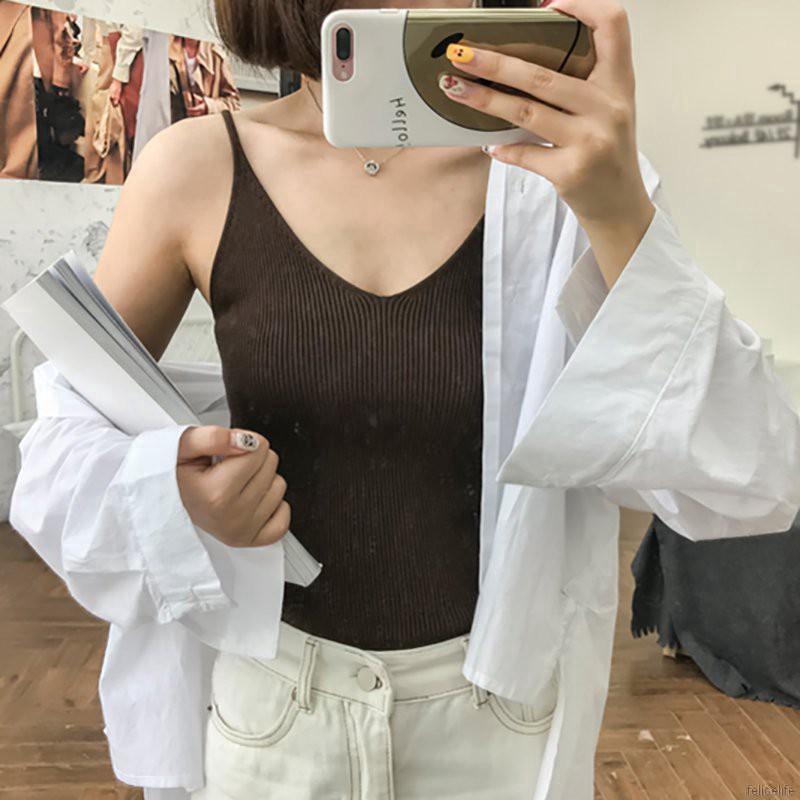 Áo Tank Top cổ chữ U không tay kiểu dáng retro | BigBuy360 - bigbuy360.vn