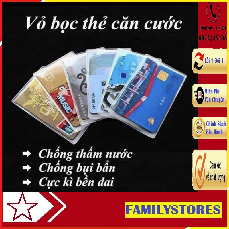 Combo 5 Vỏ Bọc Thẻ căn cước, bằng lái xe,thẻ sinh viên,thẻ tín dụng, ATM trong suốt tiện lợi
