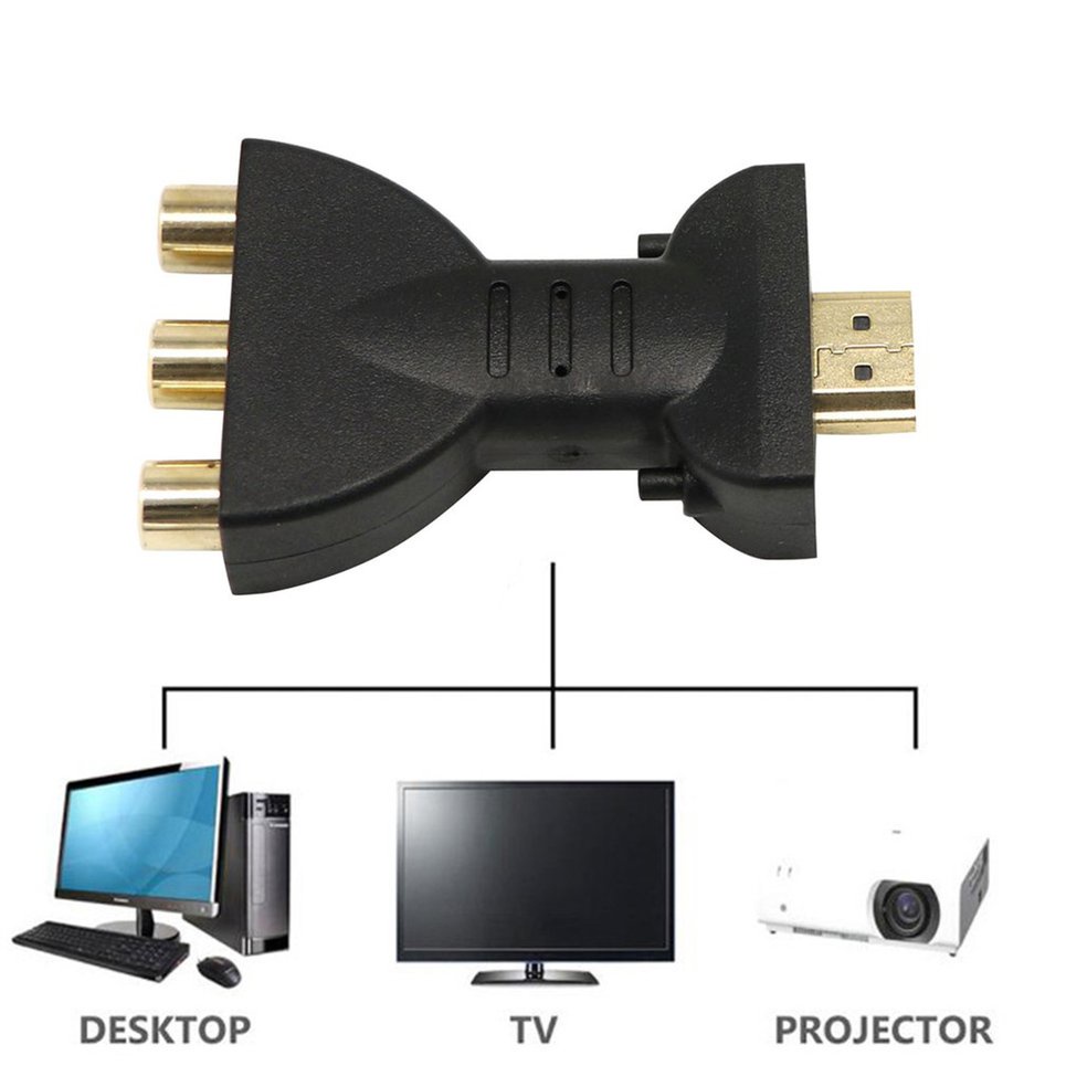 Flexible HDMI-Compatible To 3 RCA Video Audio AV Adapter Component Converter