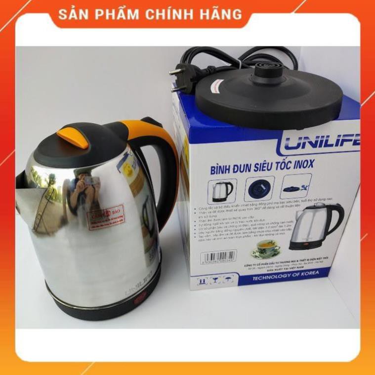 [Mã ELFLASH5 giảm 20K đơn 50K] Ấm siêu tốc Inox UNILIFE cao cấp [ Hàng chính hãng - BH 12 tháng ] BM