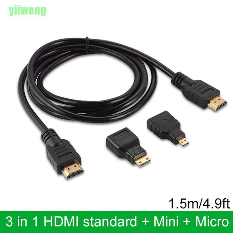 Dây Cáp Hdmi Mạ Vàng 3 Trong 1 Dài 1.5m 4.9ft Tốc Độ Cao