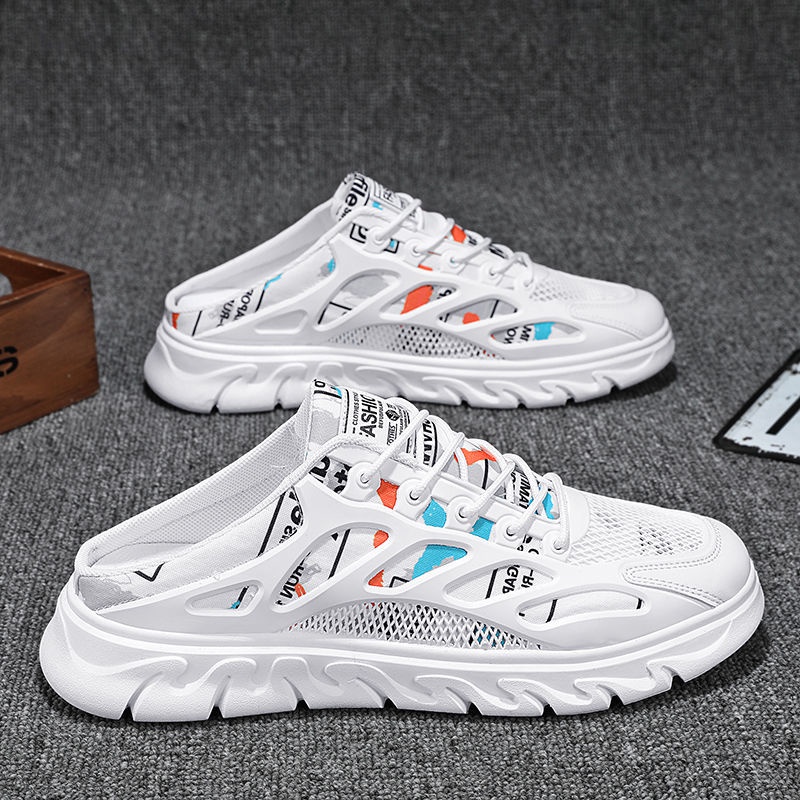 Giày Thể Thao Da Màu Đen Phối Lưới Thoáng Khí Chống Trượt Thời Trang Mùa Hè Cho Nam Size S 2022