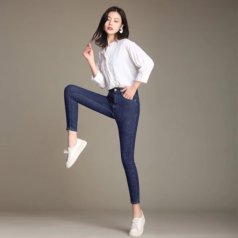 Quần jean nữ TRƠN lưng cao vải mềm mịn hàng công ty 3 màu