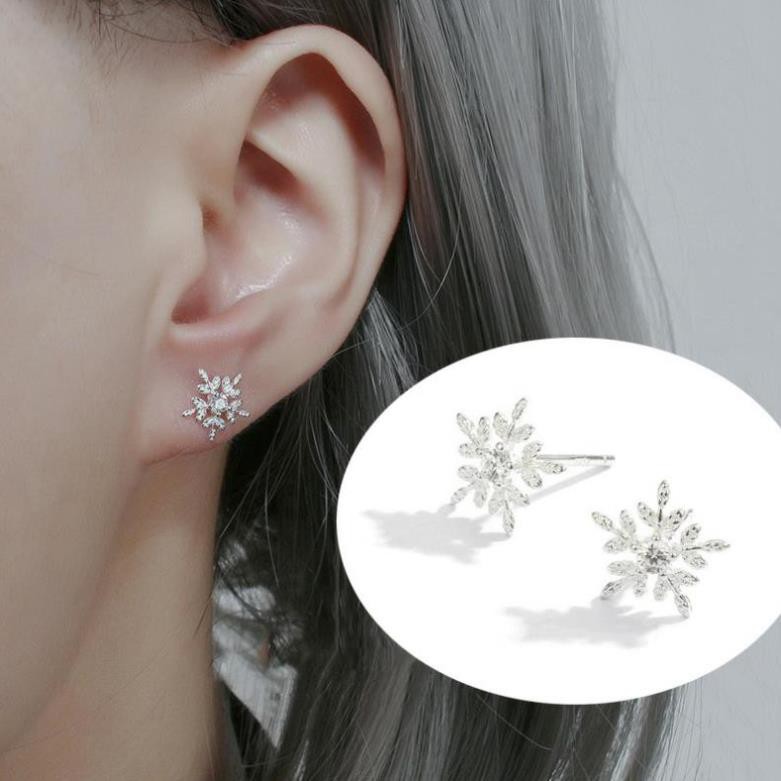 bông tai cánh tuyết , bạc chuẩn 925 sáng đẹp