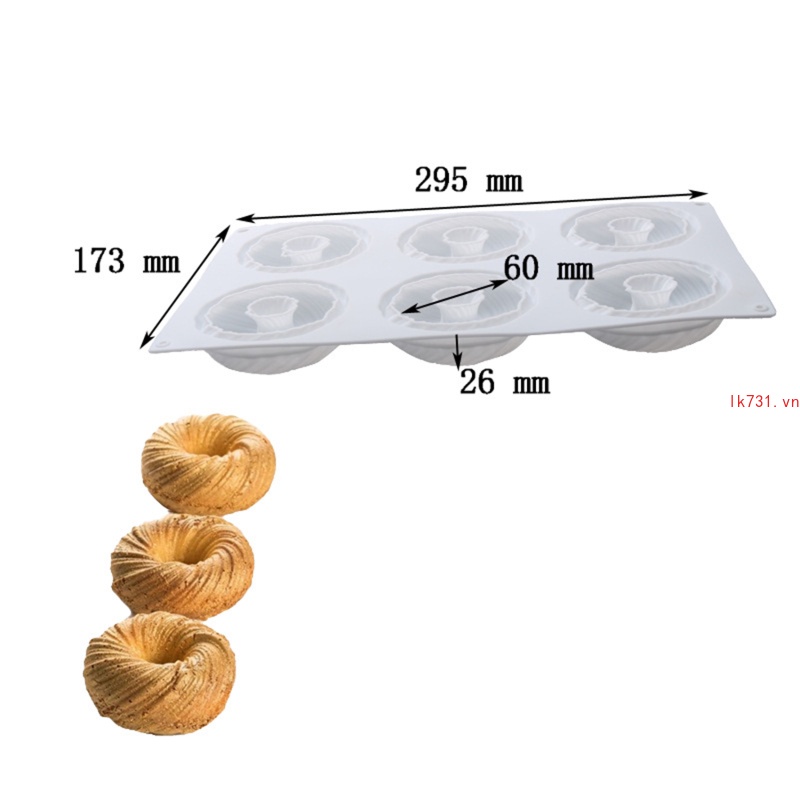Khuôn Silicon Làm Bánh Mousse Nghệ Thuật 3D 1/6 lk731.vn